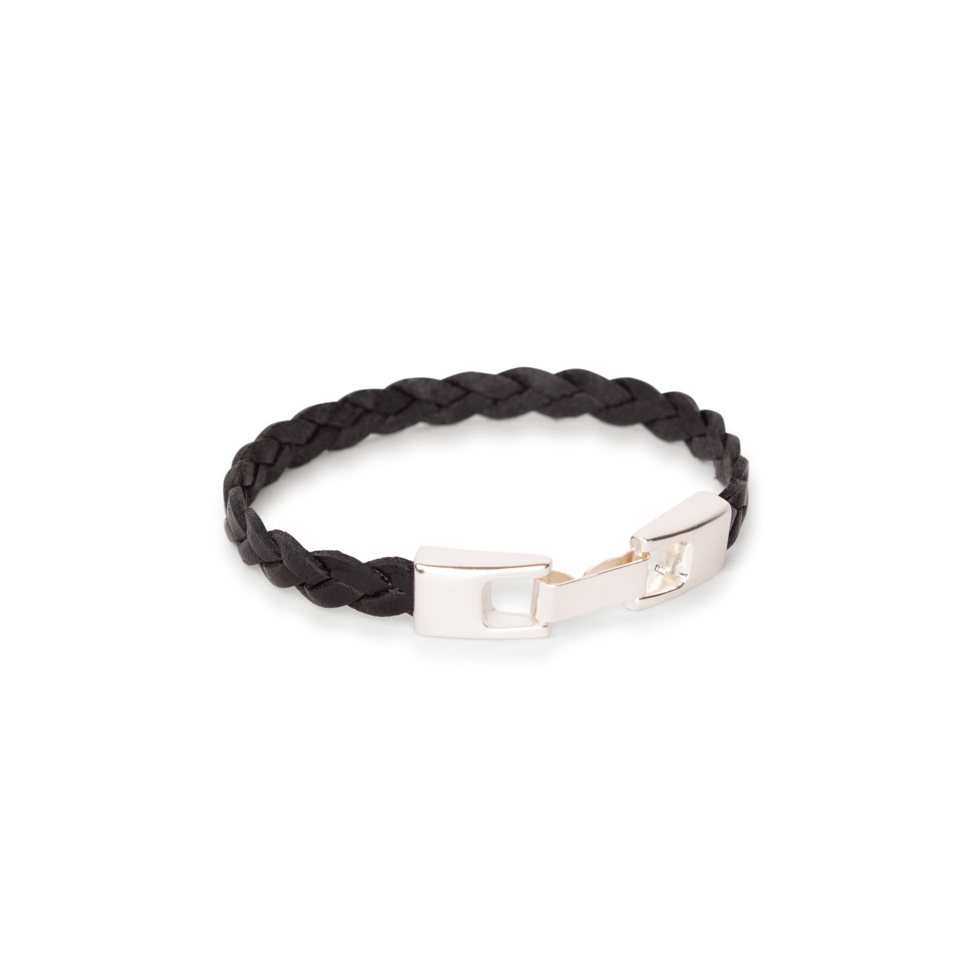 Bracelet Homme Acier & Cuir Tressé Noir 66mm | LBIJOUX Montpellier